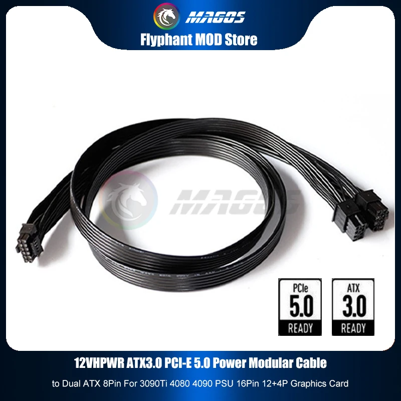 Dual 8Pin To 16Pin 12Vhpwr Cable - 3090Ti 4080 4090 PSU 16Pin 12+4P